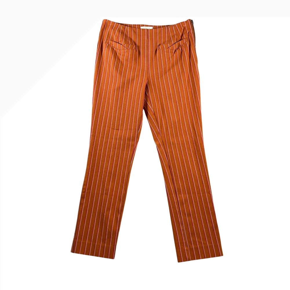 Anthropologie The Essential Slim Striped Pants Orange‎ Pink Size 4 High Rise